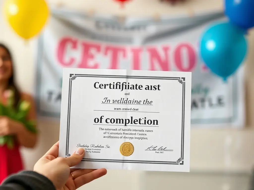 Certificate of completion awarded to a training program participant.